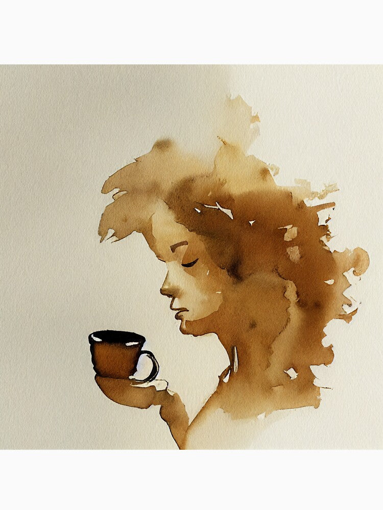 Woman drinking Coffee in watercolor by recollectionsv