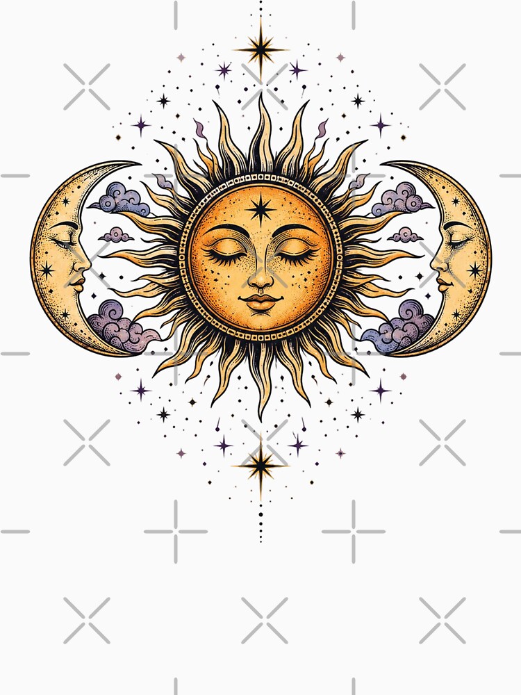 Mystical sun with two crescent moons by World-of-Magic