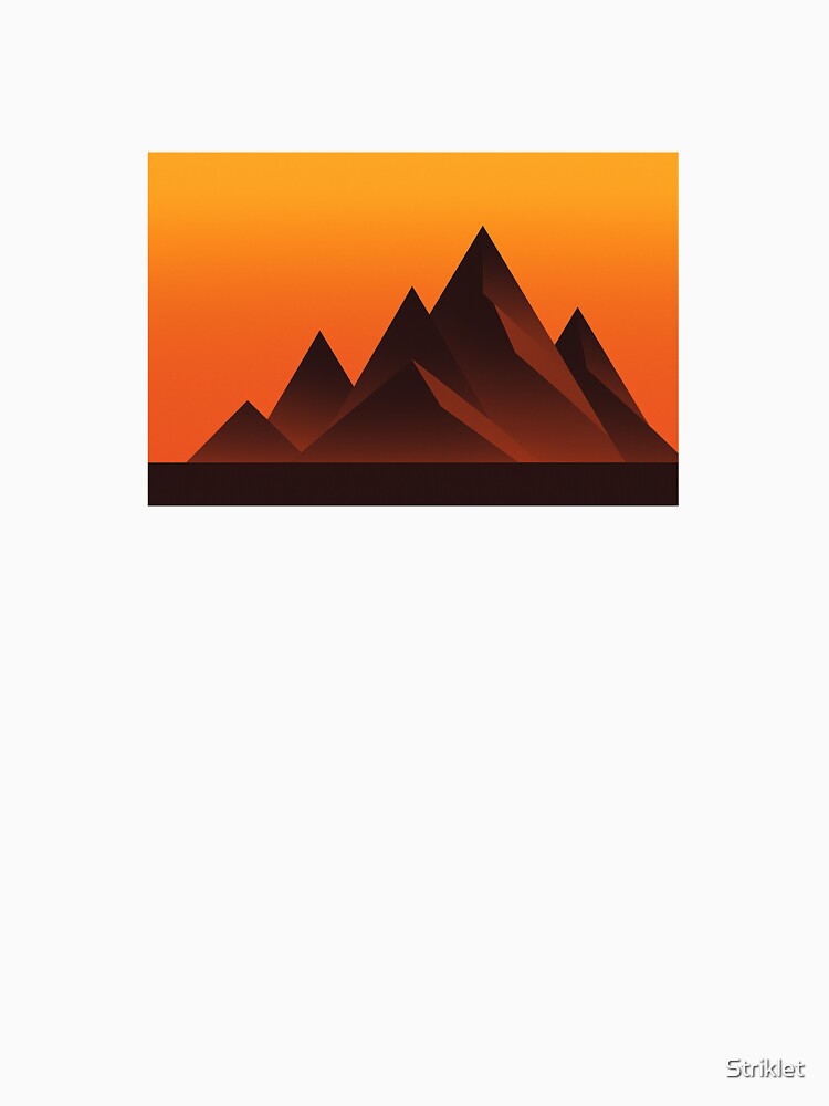 "Geometric Mountain Sunset - Minimalist Nature Art" by Striklet