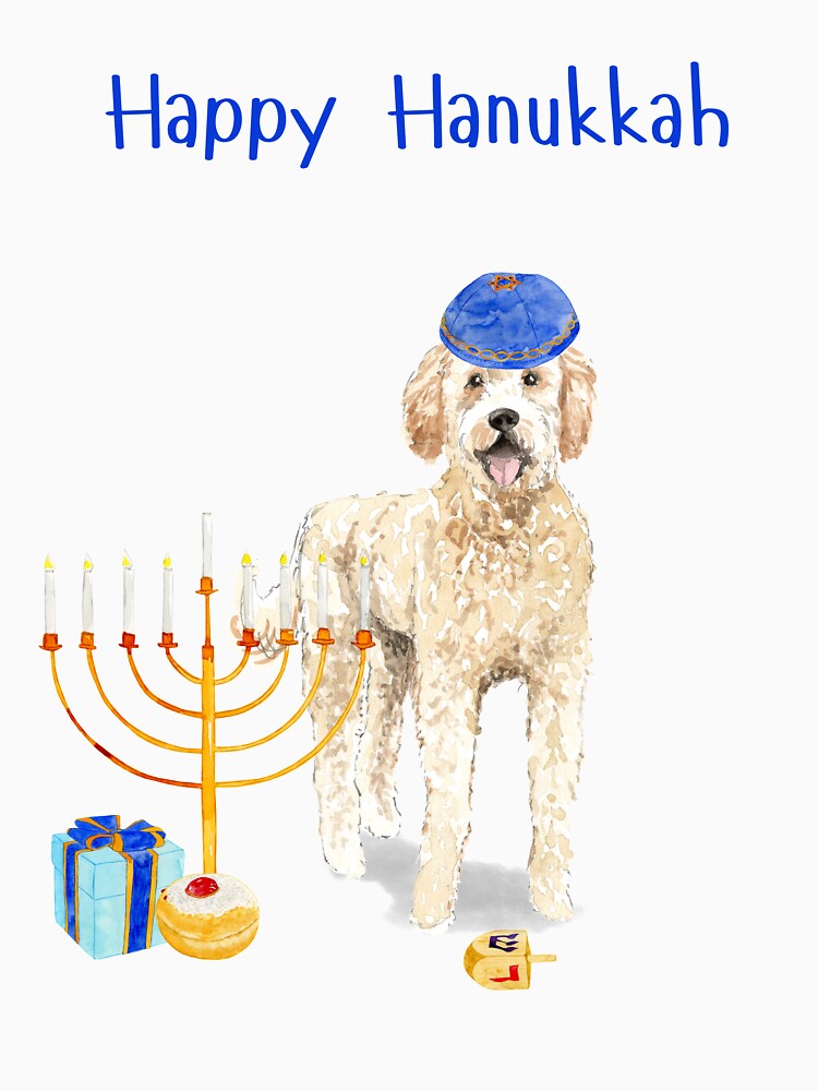 Happy Hanukkah with Golden Labradoodle Dog by thekosherhub