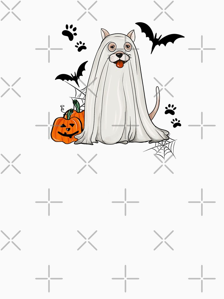 Ghost dog with pumpkins by PurrfectCorner