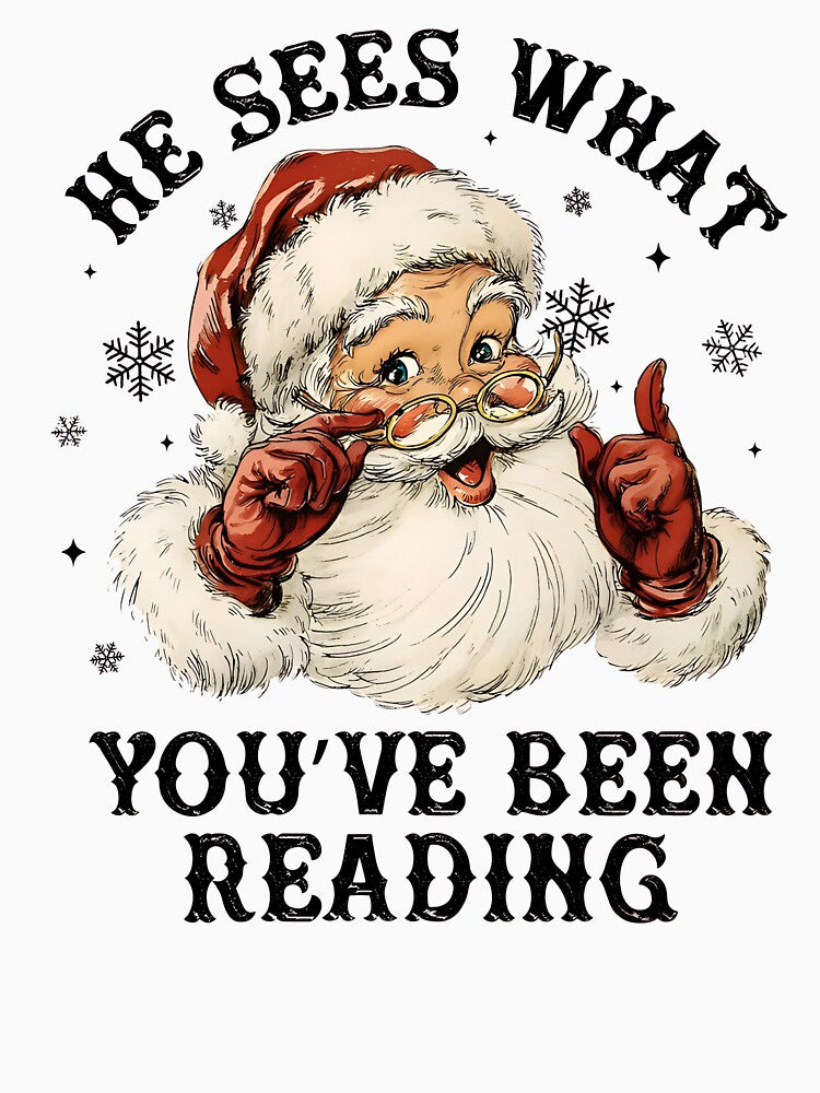 Vintage Santa He Sees What You’ve Been Reading by mlodiljoni