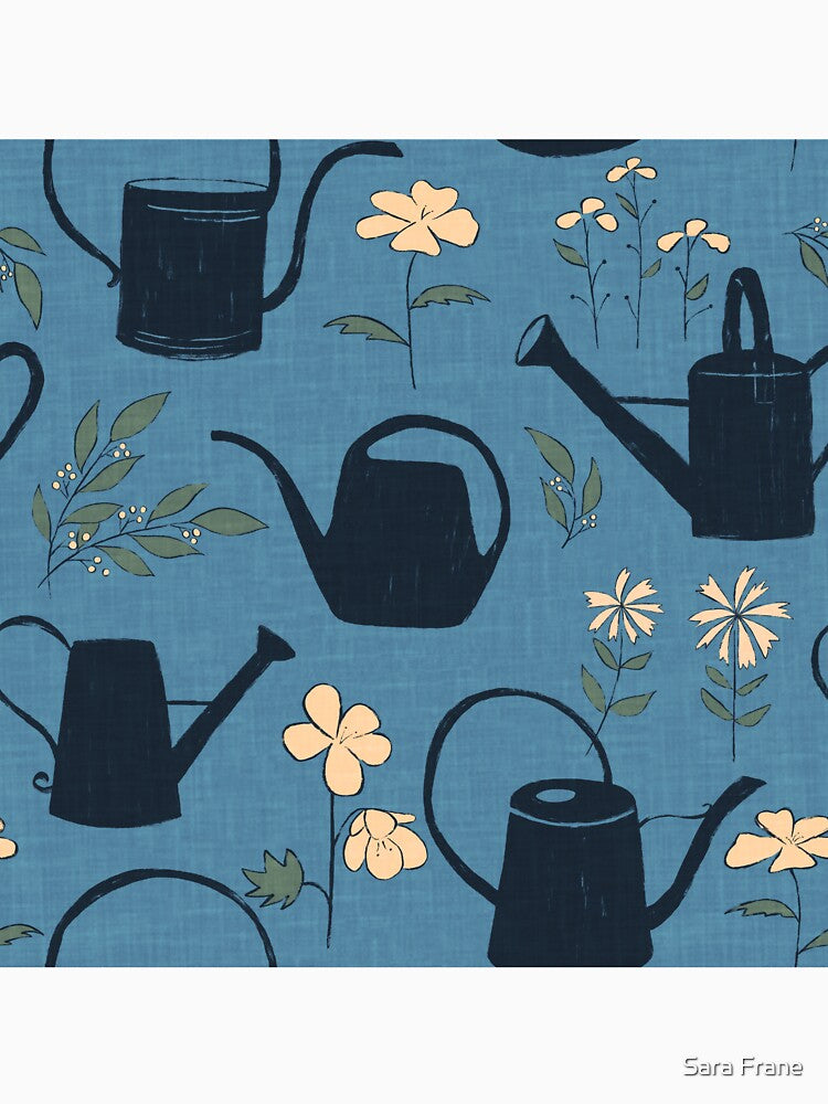 watering cans and wildflowers by Sara Frane