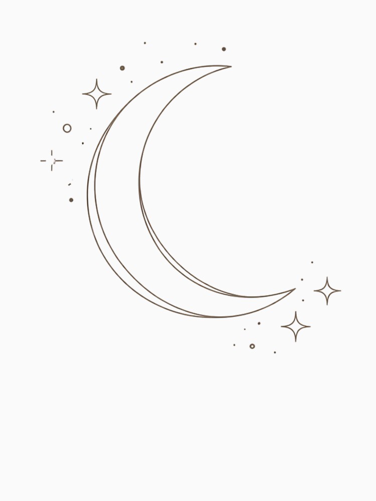 Minimalist Crescent Moon & Stars Line Art | Celestial Lunar Illustration | Boho Cosmic Design by SirensSageStone