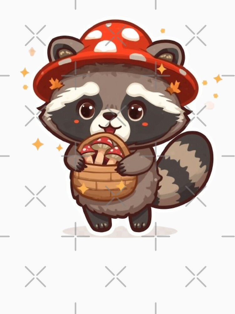 Cute Mushroom Raccoon Kawaii Sticker | Cozy Forest Animal Gift by Stylestickers55