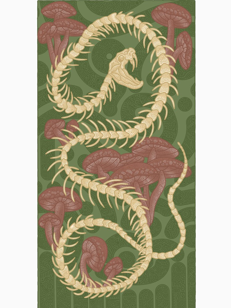 Snake skeleton with mushrooms by Sydnee.k.s