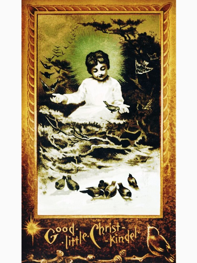Vintage Christmas Card Children with birds by sweetartnc
