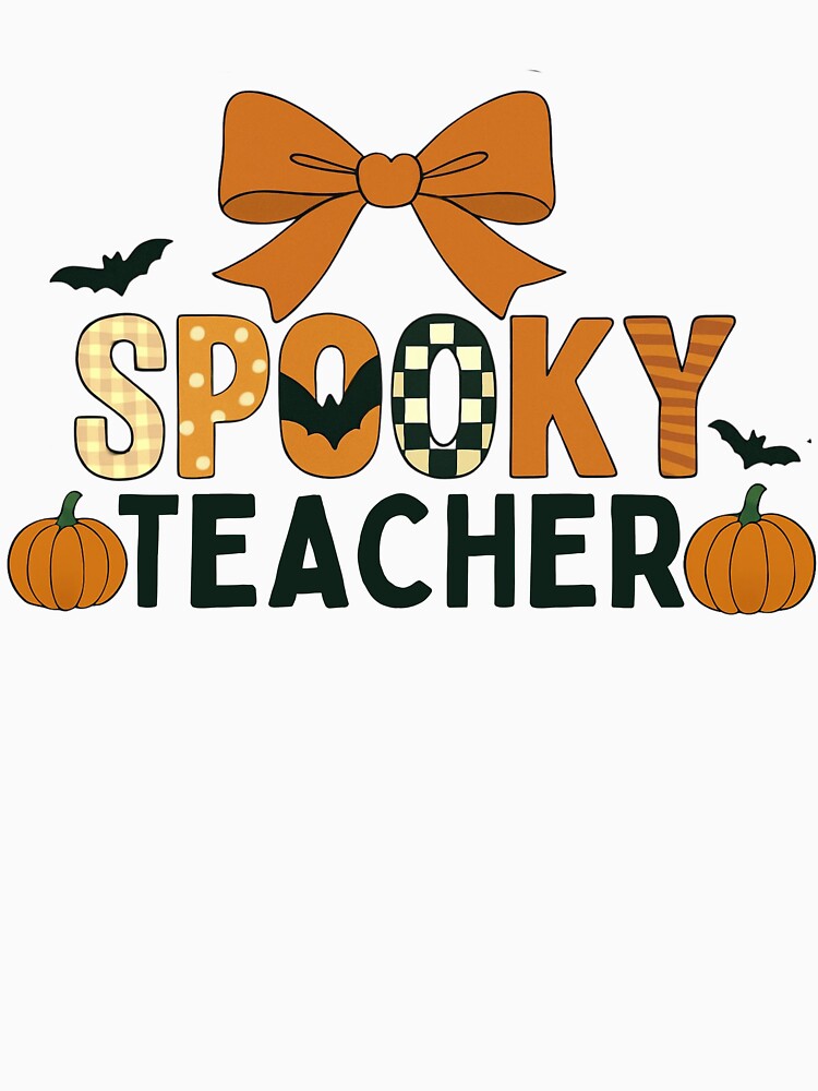 Spooky Teacher Halloween Shirt | Cute Pumpkin and Bow Fall Teacher Outfit by LenaDesigns13
