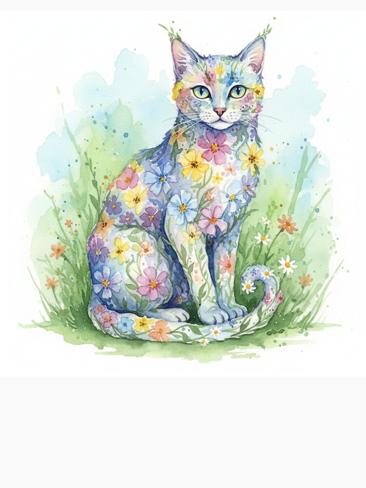 Floral Cat Watercolor by DesignDare