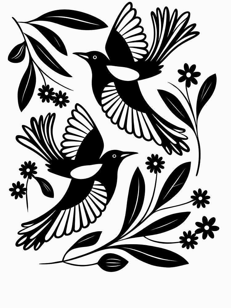 Birds & Flowers Vintage Botanical Nature Illustration by ronakris009