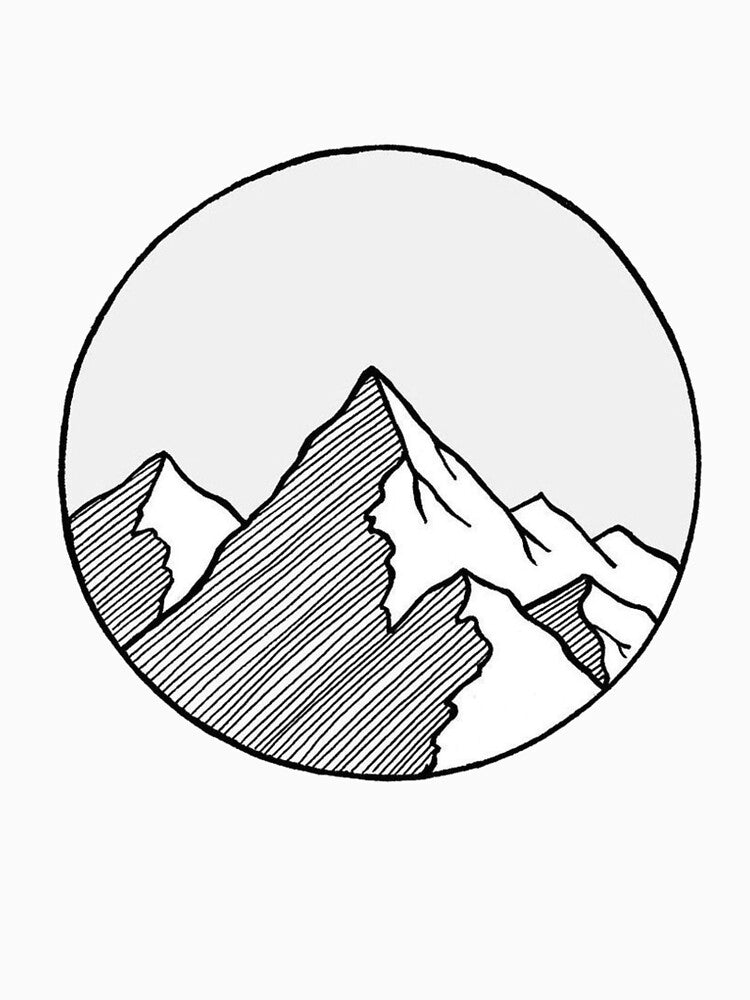 Mountain Circle - Minimalist Line Art Mountain Range by The-SilentPlace
