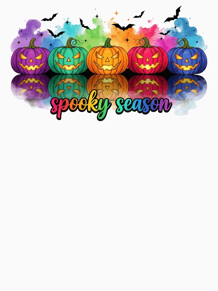 Colorful Rainbow Pumpkins Spooky Season by Tim Mendy
