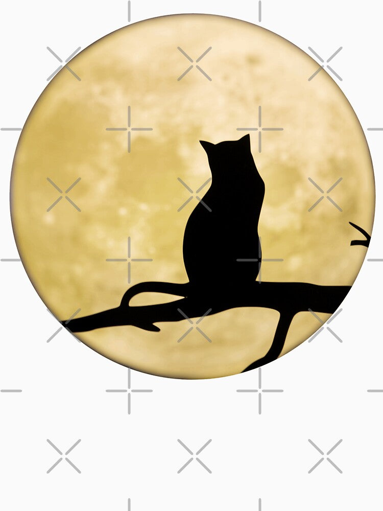 Silhouette cat looking at harvest moon by FinishYourSong