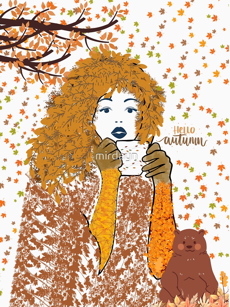 Copy of girl drinking coffee in autumn by mirdayn