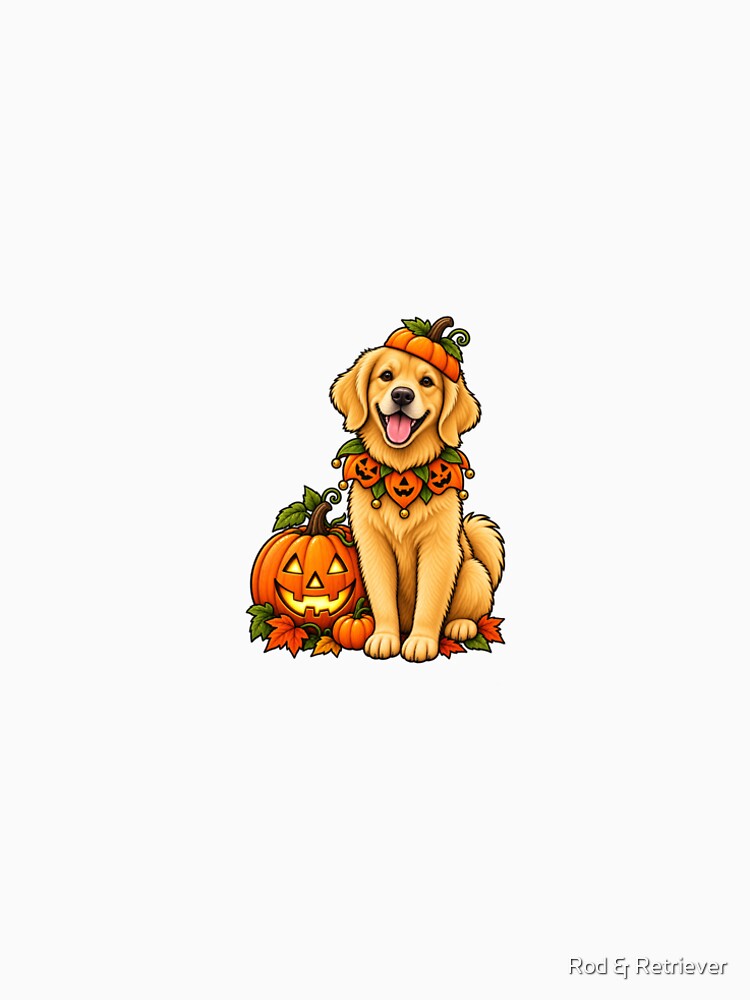 Halloween Dog Pumpkin Costume Illustration Fall Gift Design by Rod & Retriever