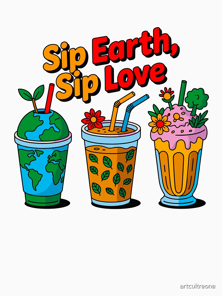 Sip Earth, Sip Love Eco Friendly Sustainability Environmentalist by artcultreone