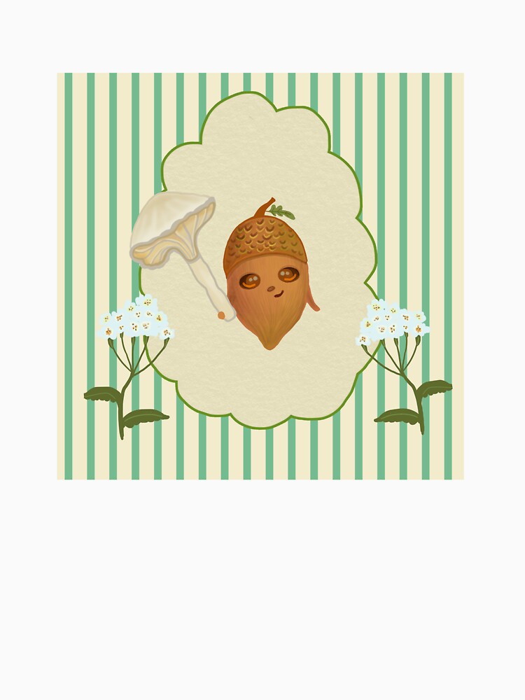 Cute Acorn Autumn Floral Striped Pattern by FaliushART