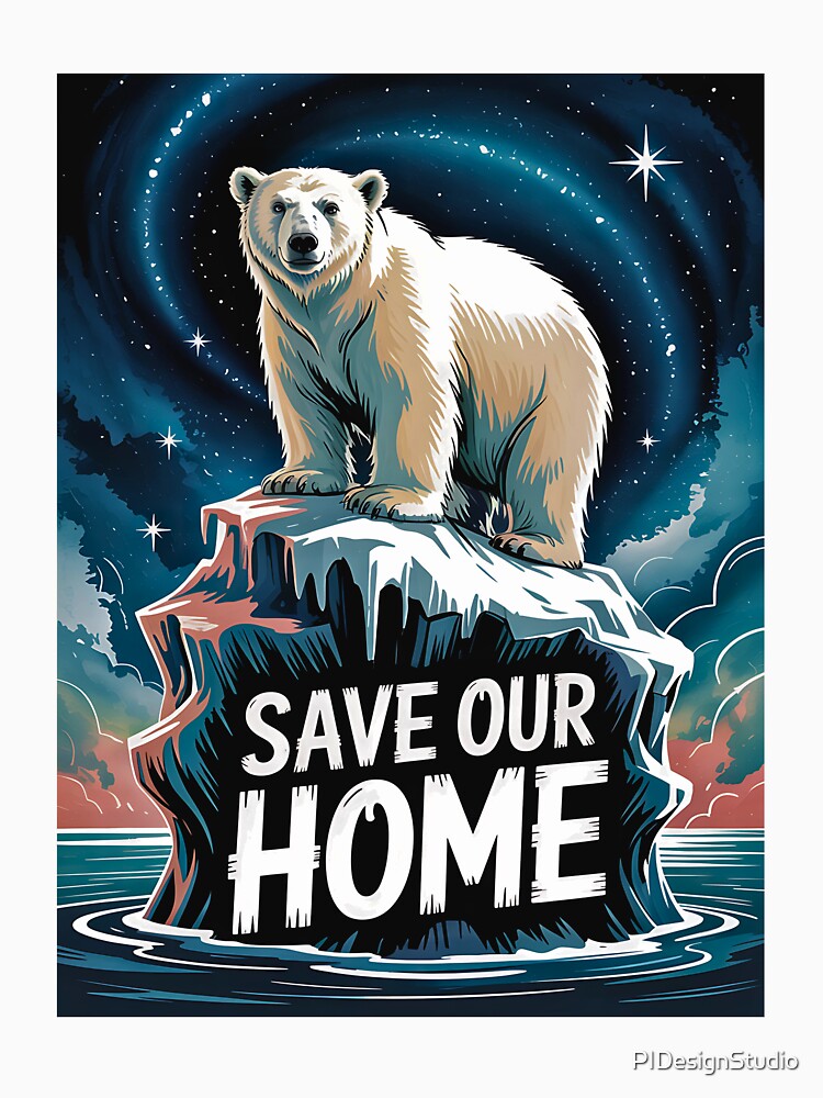 Save Our Home Polar Bear Art Print - Eco-Friendly Wildlife Decor by pnidesign