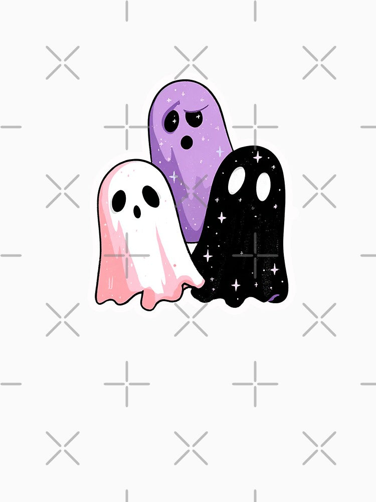 Cute Pastel Ghost Sticker Trio – Kawaii Spooky Halloween Aesthetic by Line Designs By Duck