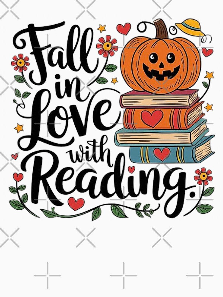 Fall in Love with Reading: Halloween-Themed Illustration with Pumpkin and Books by love3617