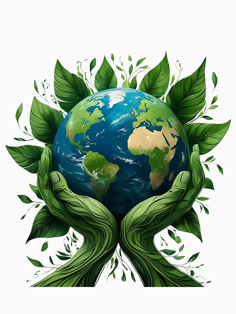 Earth First, Always – Eco-Friendly Planet and Leaf Illustration version 2 by modishwelt