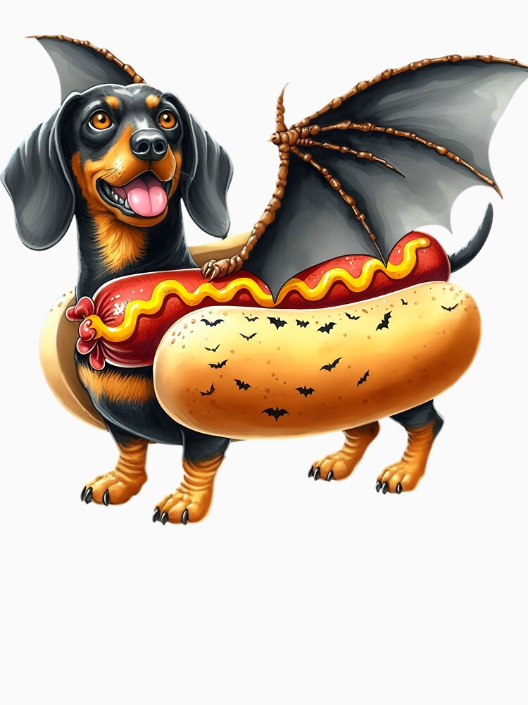 Dachshund like a hot dog with bat wings by GogoGrove
