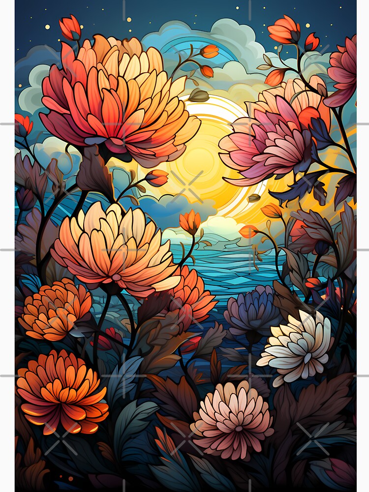 Fall Flowers Orange Pink Autumn Sunset Harvest Farmhouse by NearlyNow
