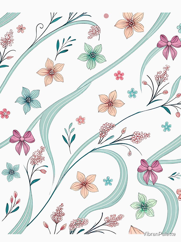 Whimsical Pastel Floral & Bows Pattern by VibranPalette