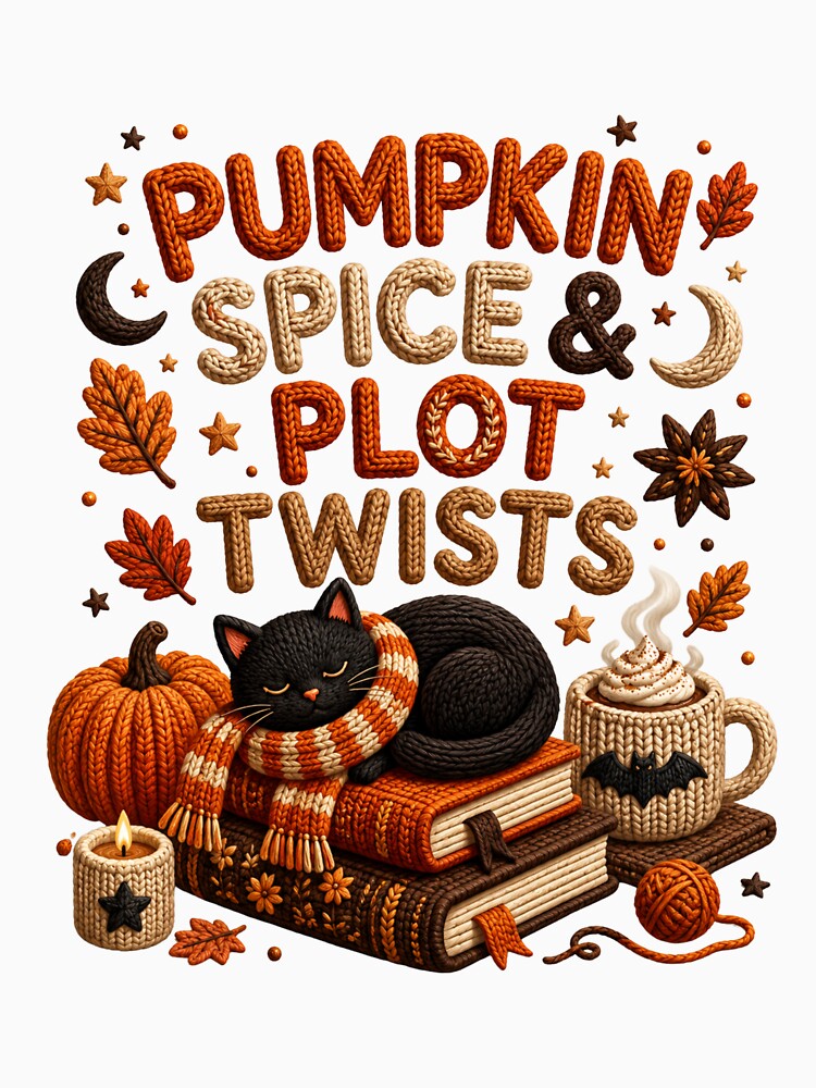 Pumpkin Spice & Plot Twists Book Lover Shirt | Cozy Fall Reading | Autumn Black Cat Tee Classic T-Shirt by podlook