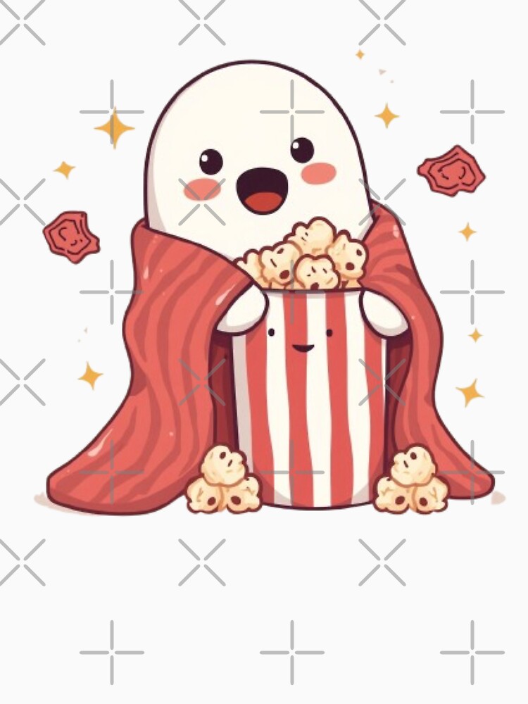Cozy Ghost Movie Night Sticker | Adorable Kawaii Halloween Design by Stylestickers55