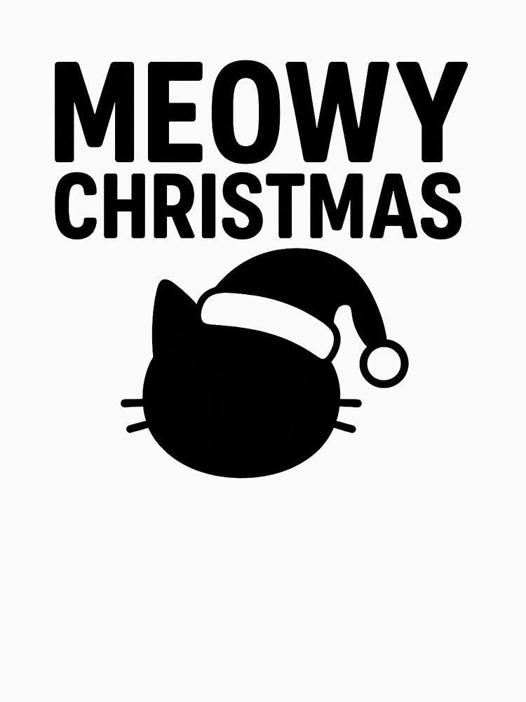 Meowy Christmas – Funny Christmas Cat Quote With Santa Hat by StyleLap