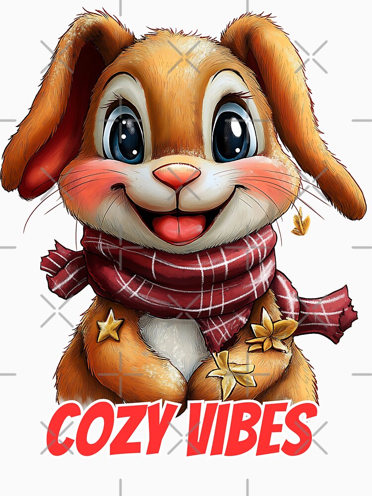 Cozy Vibes Bunny, Autumn Rabbit Art, Cute Fall Bunny, Woodland Animal Design, Warm and Cozy Illustration by BukkyStory