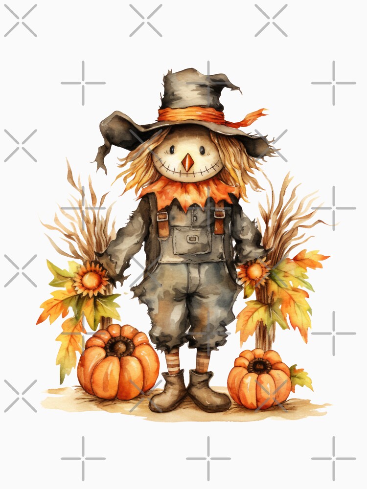 Watercolor cute Scarecrow illustration by ZAHARIA DANIELA