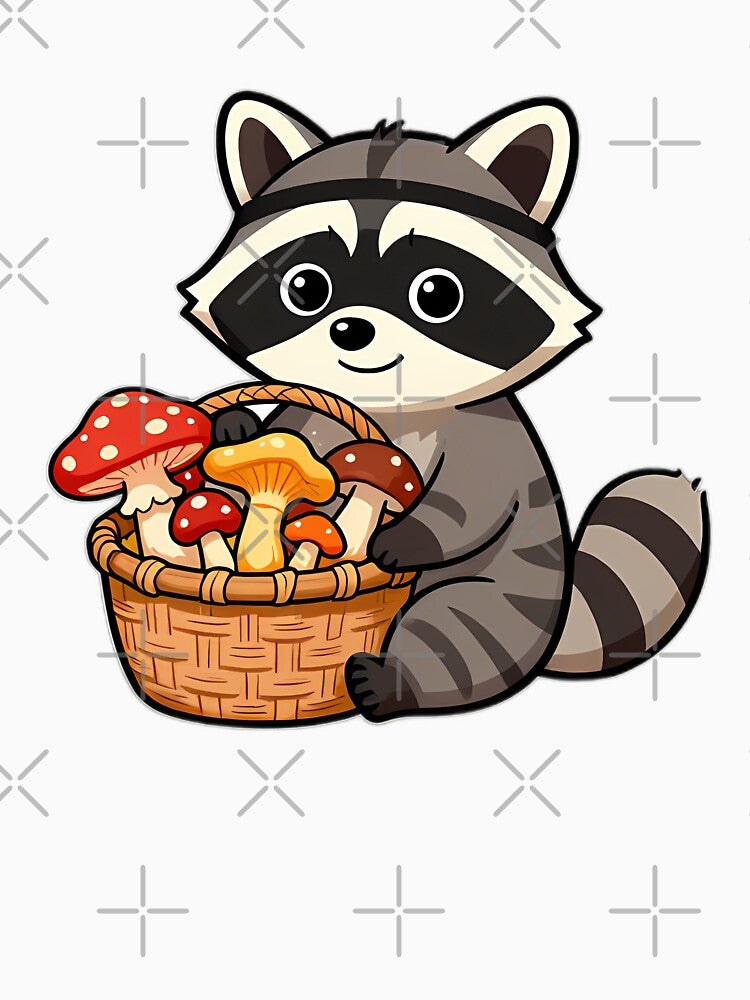 Raccoon with Mushroom Basket by pumsquare