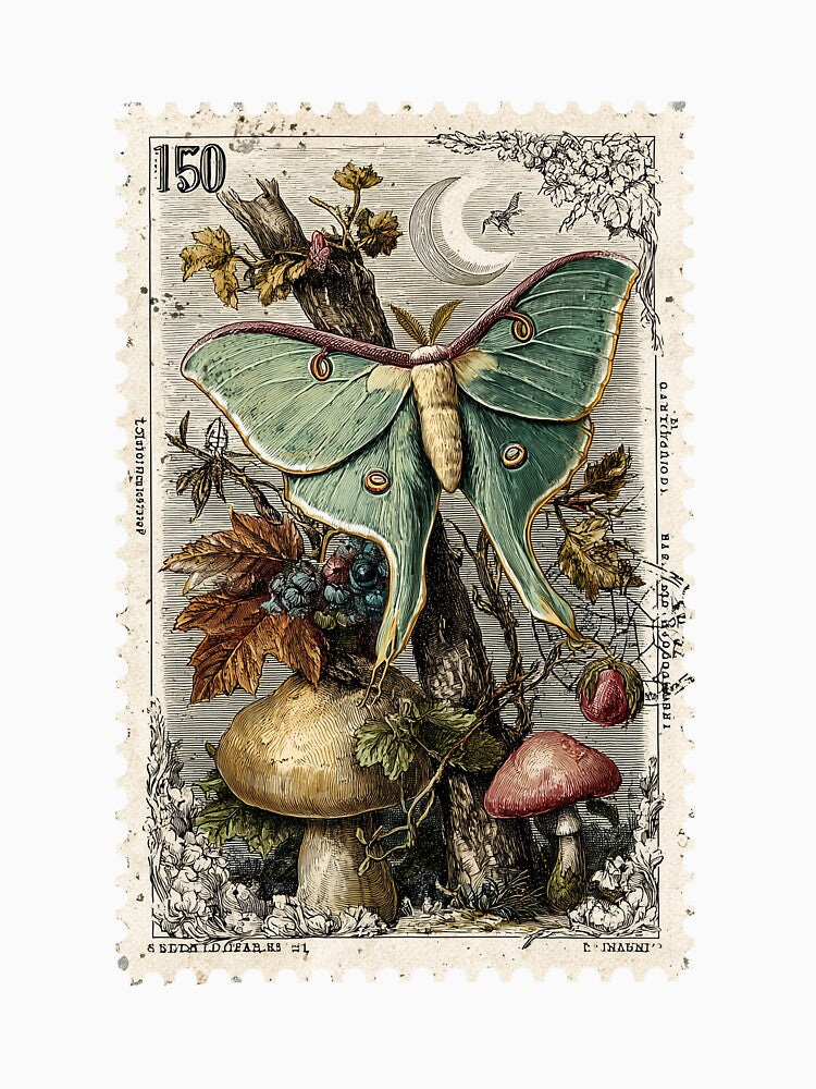 Vintage Halloween Moth Postage Stamp by kobsana
