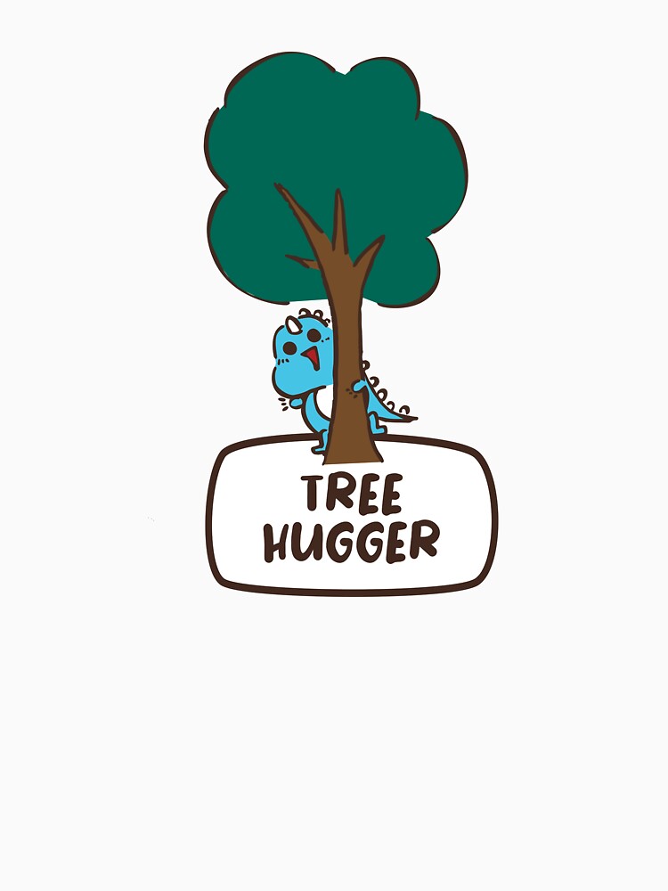 Tree Hugger Dino Sticker - Nature Lover Art by bluestarcomic