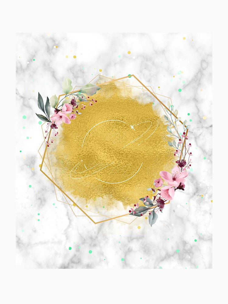 Golden Aura Marble w/Pink Flowers by MindedInc