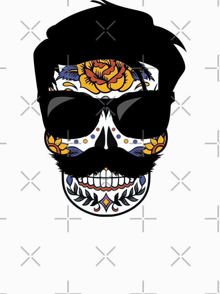 Sugar Skull With Mustache And Sunglasses by BellaVille