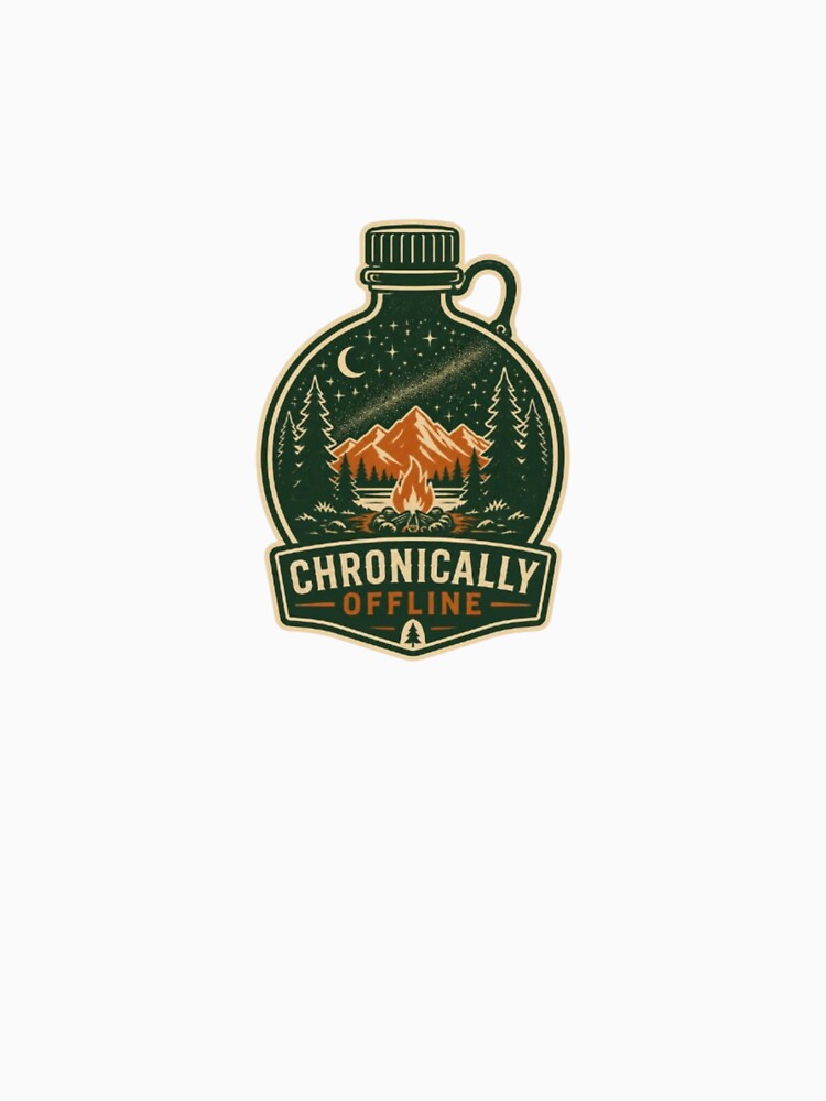 Chronically Offline Camping Campfire Vintage Badge by ByKayaPrints