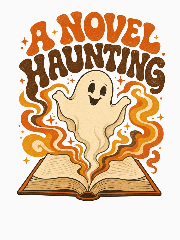 A Novel Haunting Retro Ghost Emerges from Open Book by BoosterShop