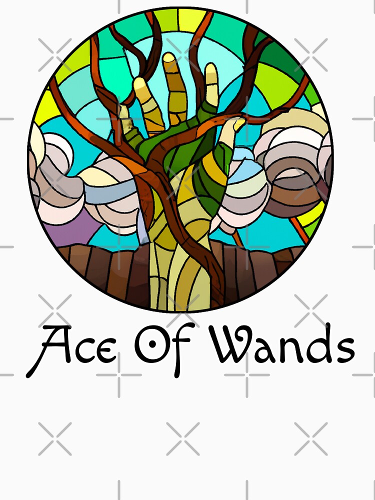 Minor Arcana Ace of Wands - Stained Glass Design for T-shirt, stickers and other accessories by Pixel Waite