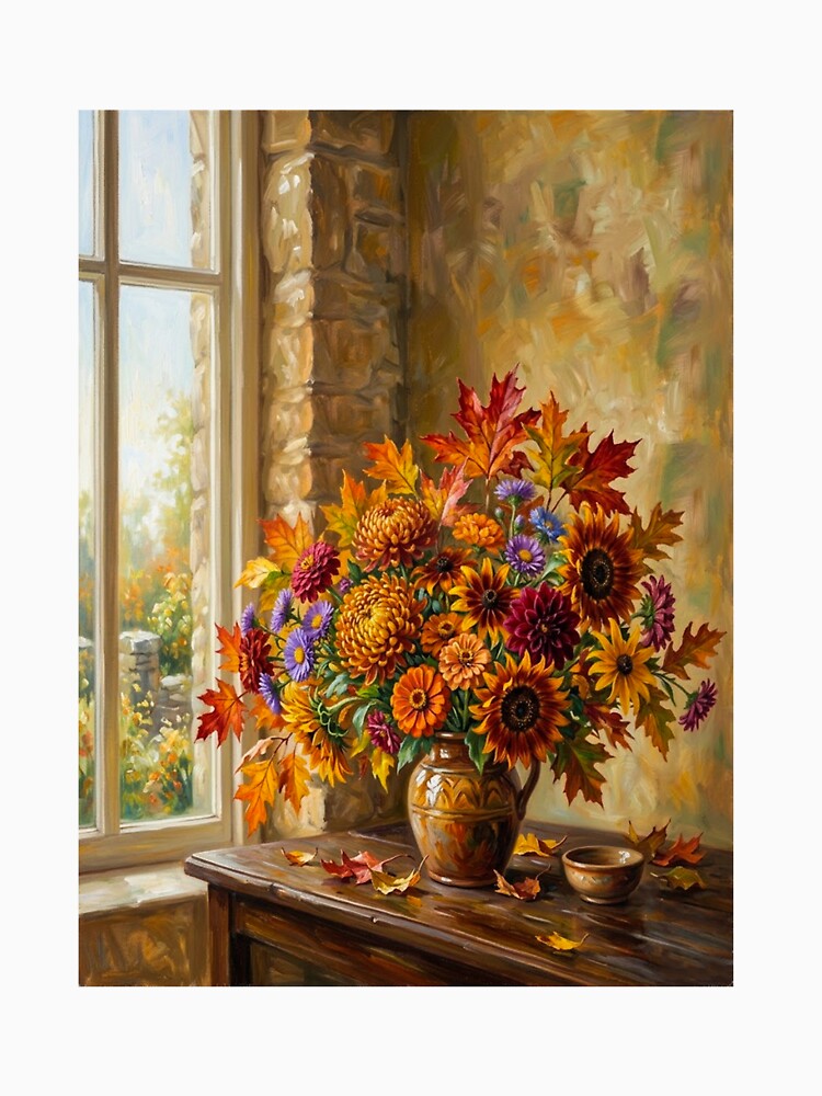 Autumn Splendor Floral Bouquet Still Life Oil Painting by LemuelTshopz