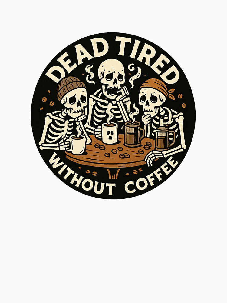 Dead Tired Without Coffee – Vintage Skeleton Coffee Club by VibeOasis
