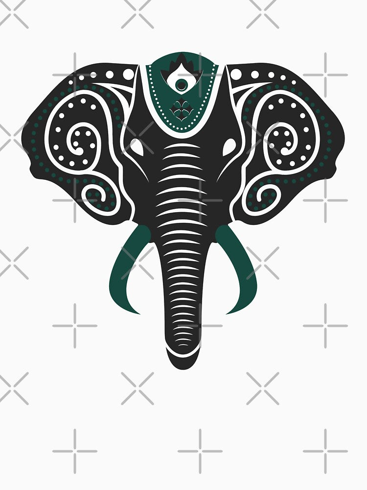 Geometric Mandala Elephant Teal Henna Inspired by AlwaysGrowing