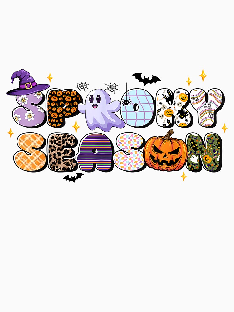 Spooky Season Shirt Cute Ghost Pumpkin Halloween Fall T-Shirt by Badriiiii