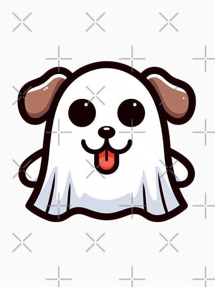 Cute Cartoon Dog Ghost in Sheet Costume – Silly Halloween Animal Drawing by Confuzz1ed