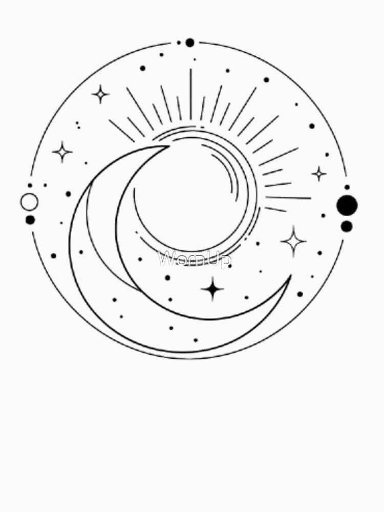 Sun and Moon Minimalist – Celestial Line Art Design by WornUp