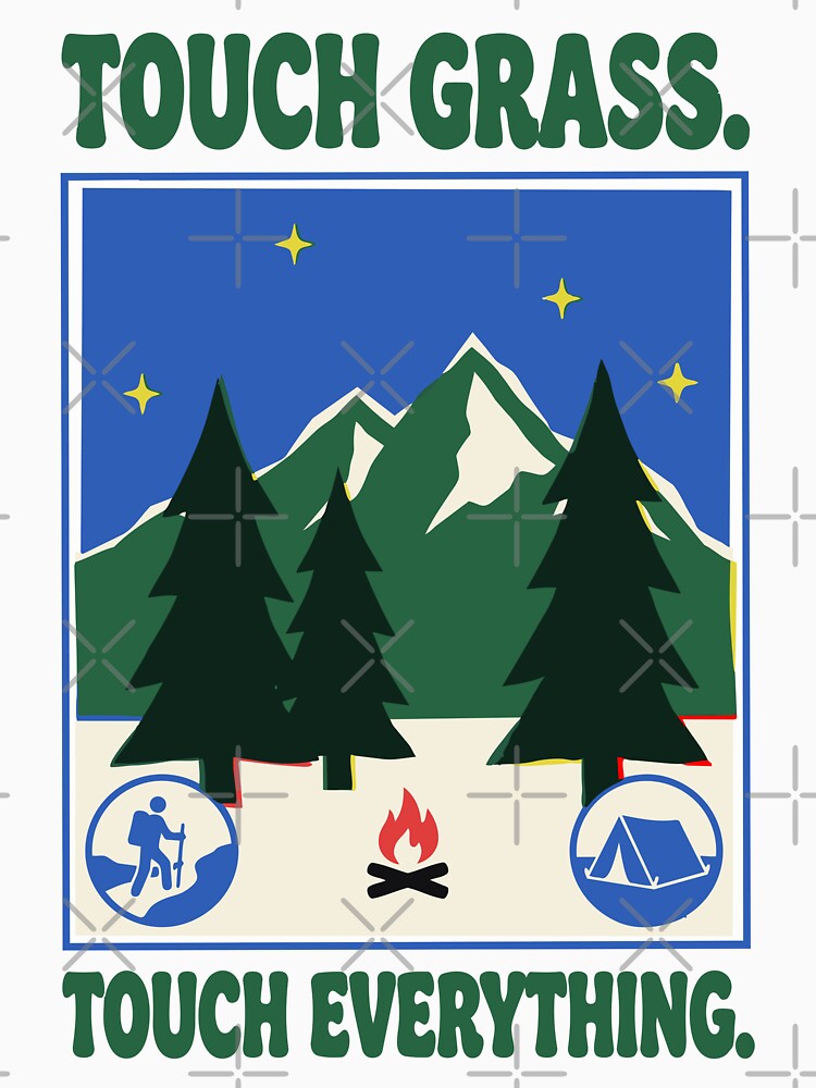 Touch Grass Touch Everything — Digital Detox Outdoor Adventure Nature Patchwork by Mdozet