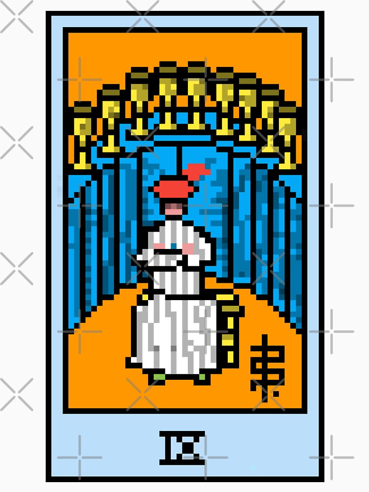 Wait, is this pixel art tarot? Yellow - Minor Arcana 'Nine of Cups' (Design for T-shirt, stickers and other accessories) by Pixel Waite