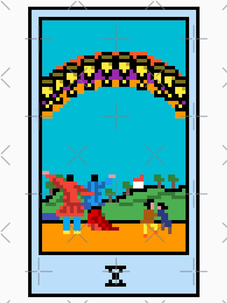 Wait, is this pixel art tarot? Yellow - Minor Arcana 'Ten of Cups' (Design for T-shirt, stickers and other accessories) by Pixel Waite